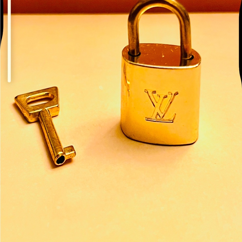 LV Monogram Goldtone Padlock with Key